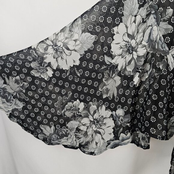 Sheer Floral Layered Look Business Casual Modern Chic Flowy Elegant Top Women XL - Picture 7 of 13